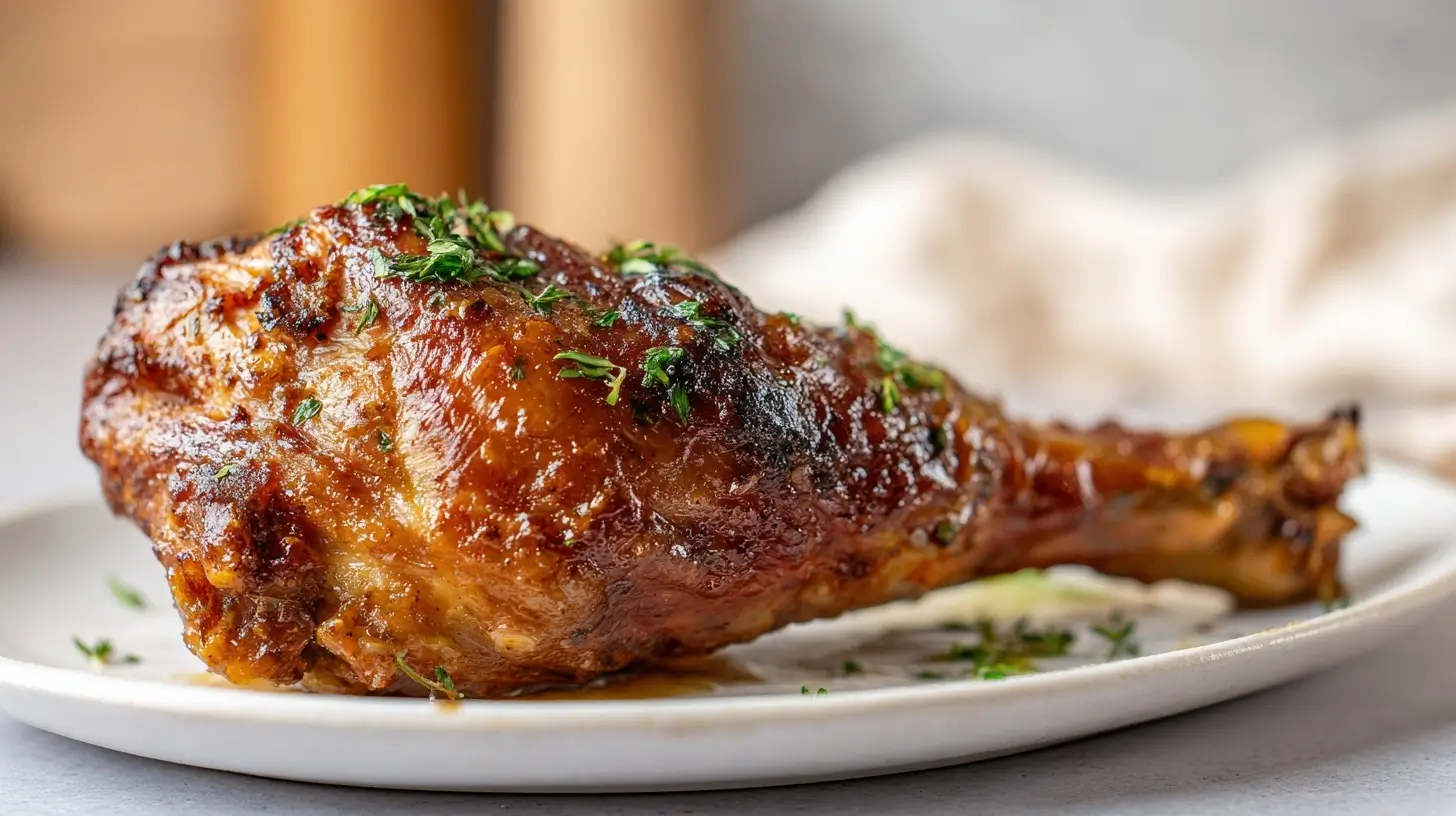 Saftige Putenunterkeule in der Heißluftfritteuse perfekt zubereitet.