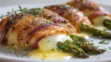 Leckeres Spargel Cordon Bleu im Airfryer, perfekt knusprig und saftig zubereitet.