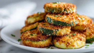 Knusprig panierte Zucchini im Airfryer, perfekt für einen gesunden Snack.