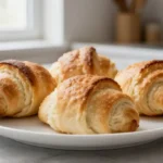 Leckere, aufgetaute Brötchen im Airfryer mit goldener Kruste und weichem Inneren.