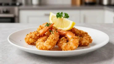 Knusprige gefrorene panierte Garnelen im Airfryer, perfekt zubereitet für jeden Anlass.