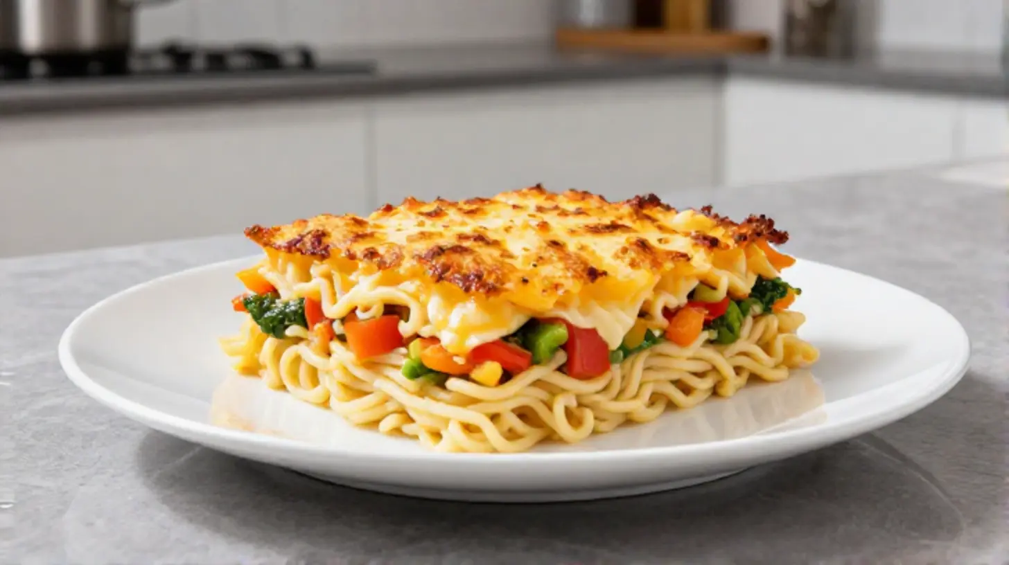 Leckeres Nudelauflauf im Airfryer mit knusprigem Belag und saftigem Innenleben.