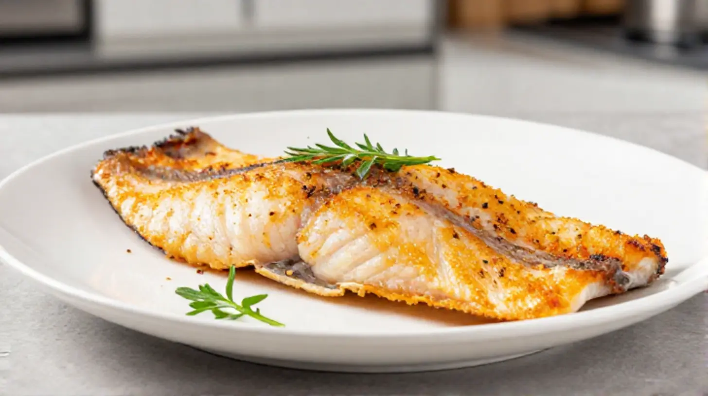 Goldbraun gebratener Pangasius, perfekt zubereitet im Airfryer für ein gesundes und schnelles Abendessen.