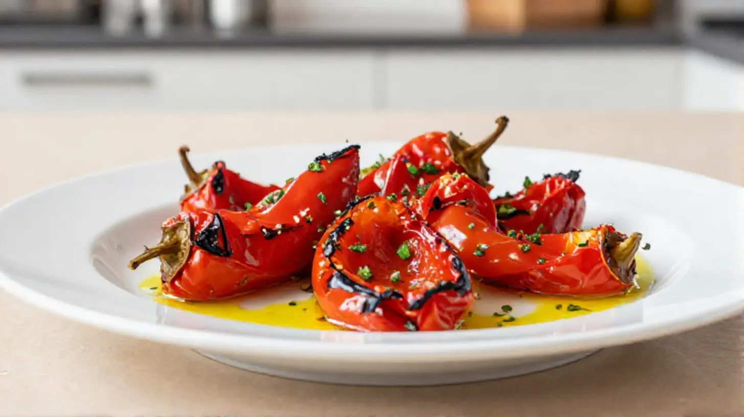 Leckere Pimentos im Airfryer, perfekt knusprig und aromatisch.