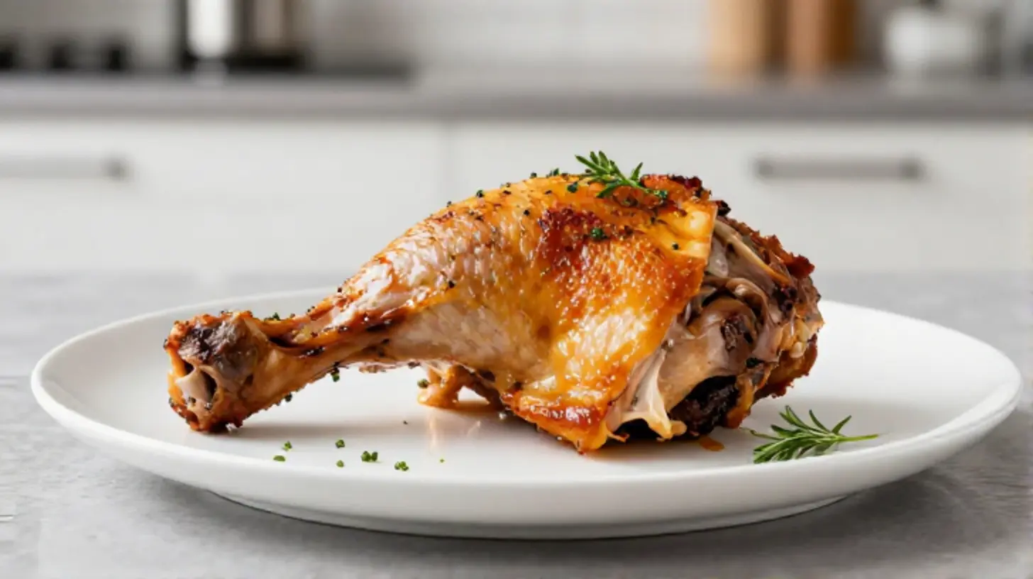 Zart gebratene Putenoberkeule im Airfryer, perfekt gewürzt für ein leckeres Abendessen.