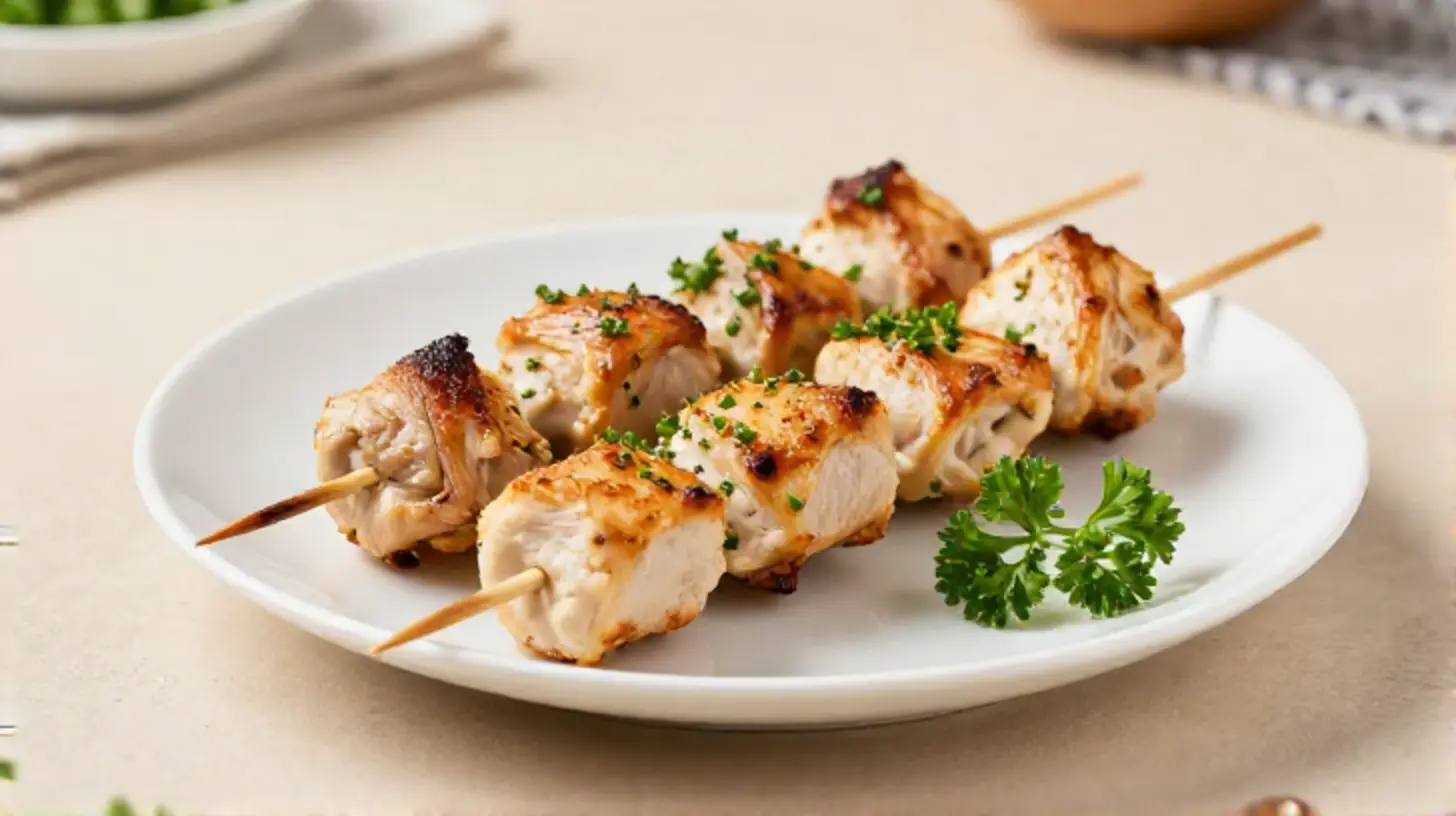 Saftige Putenspieße im Airfryer, perfekt zubereitet mit einer knusprigen Kruste.