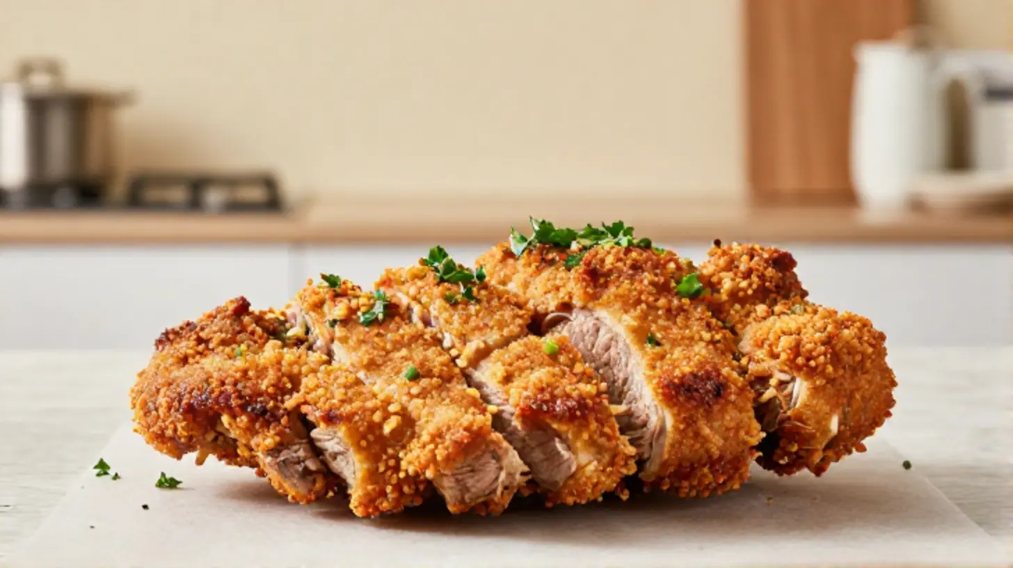 Leckeres schäufele, zubereitet im Airfryer, perfekt knusprig und saftig.