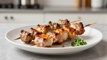Saftiger Spießbraten, perfekt zubereitet im Airfryer für einen unvergesslichen Geschmack.