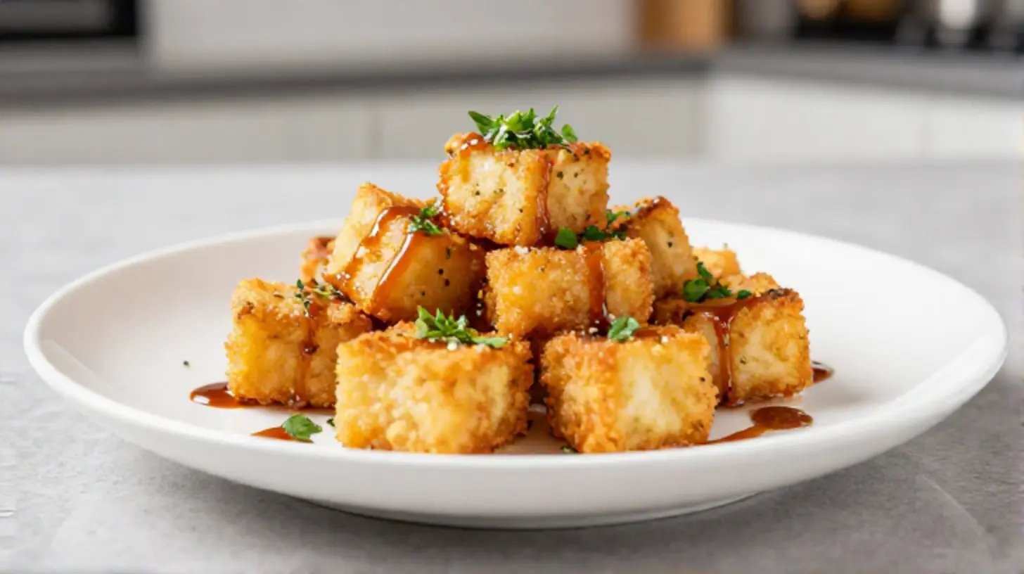 Knuspriges Tempeh, perfekt zubereitet im Airfryer für ein gesundes Gericht.