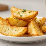 Knusprige Kartoffelwedges, perfekt zubereitet in der Heißluftfritteuse für ein köstliches Abendessen.