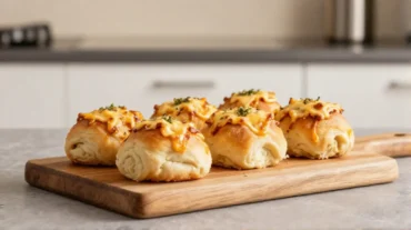 Leckere Brötchen mit geschmolzenem Käse, perfekt zubereitet im Airfryer.