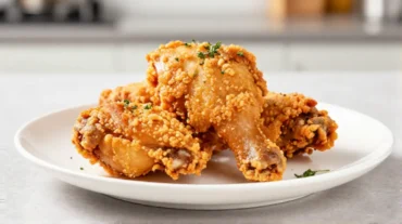 Saftige Hähnchenoberkeule, perfekt zubereitet im Airfryer für ein gesundes Abendessen.