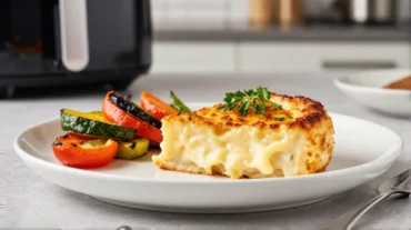 Leckerer Hüttenkäse, perfekt zubereitet im Airfryer für ein gesundes Gericht.