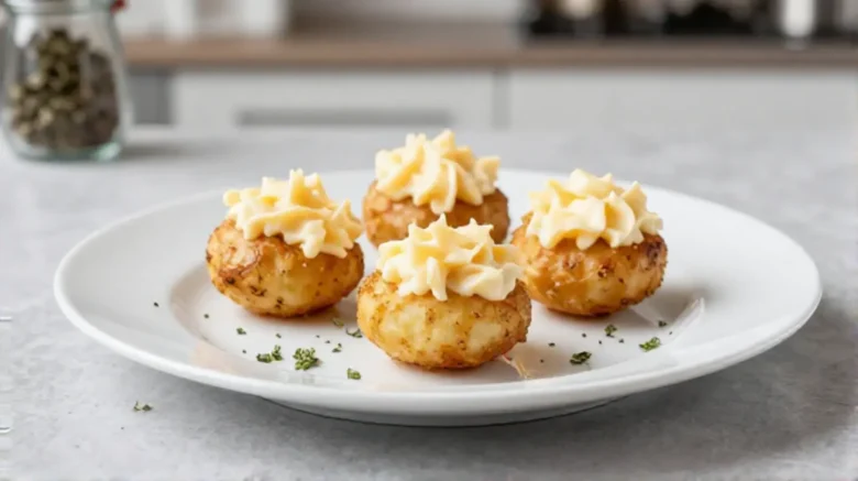 Köstliche Kartoffeltaschen gefüllt mit Frischkäse, zubereitet im Airfryer für einen knackigen Genuss.