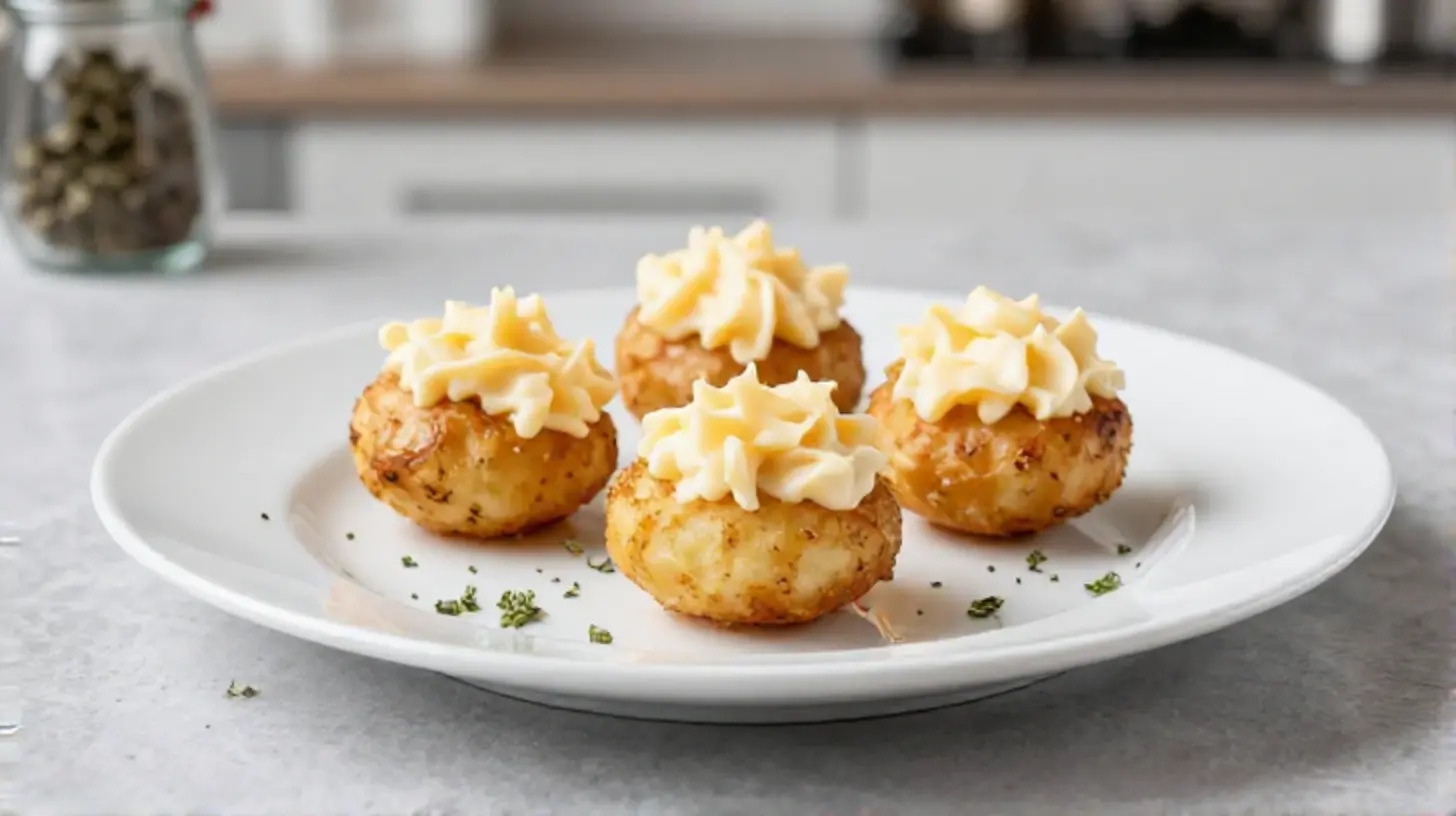 Köstliche Kartoffeltaschen gefüllt mit Frischkäse, zubereitet im Airfryer für einen knackigen Genuss.