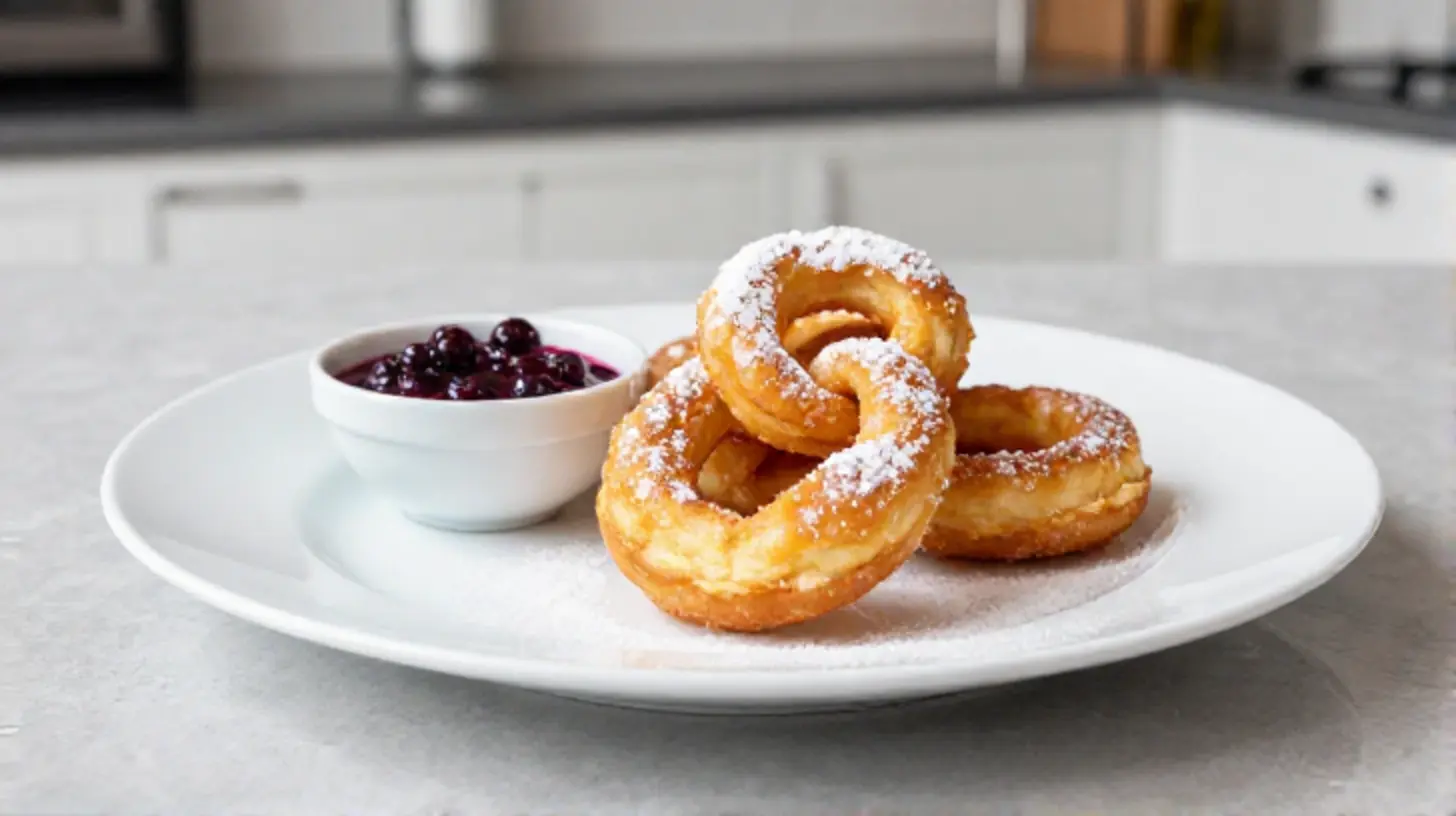 Leckere Kräppelchen, knusprig und leicht gebacken im Airfryer für ein köstliches Dessert.