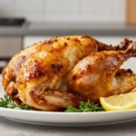Saftige Maispoularde im Airfryer zubereitet für ein perfektes Abendessen.