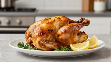Saftige Maispoularde im Airfryer zubereitet für ein perfektes Abendessen.