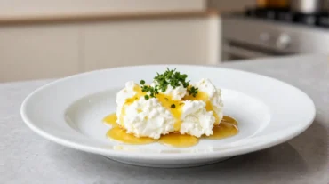 Köstlicher Ziegenkäse mit Honig, perfekt zubereitet im Airfryer.