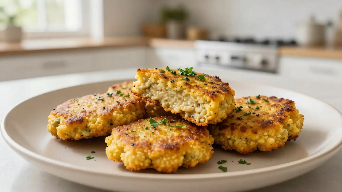 Leckere Amaranth-Bratlinge, knusprig zubereitet im Airfryer für das perfekte Abendessen.
