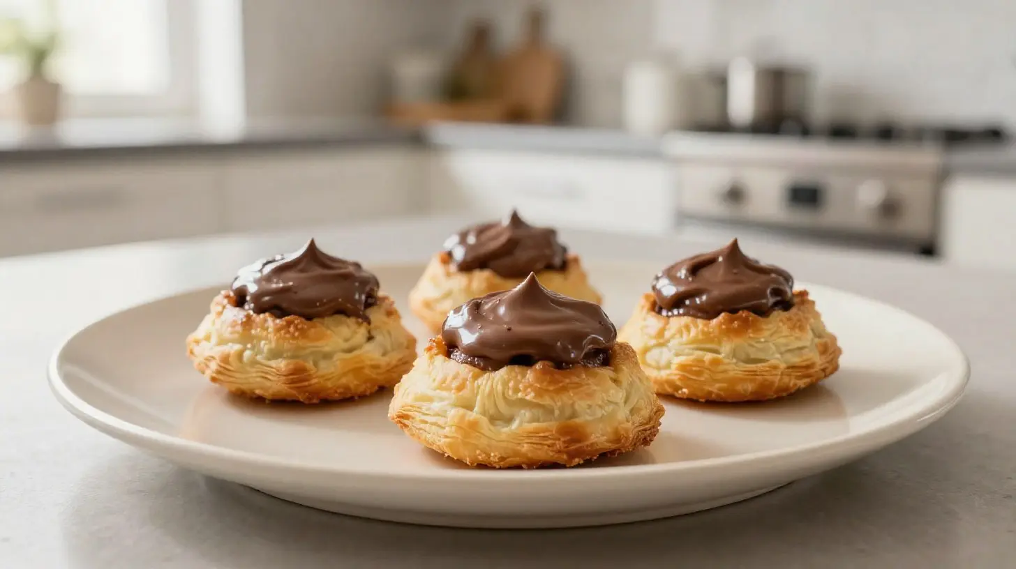 Leckere Blätterteig-Taschen mit Nutella, perfekt zubereitet im Airfryer.