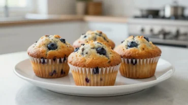 Leckere Blaubeer-Muffins, die perfekt im Airfryer gebacken wurden.