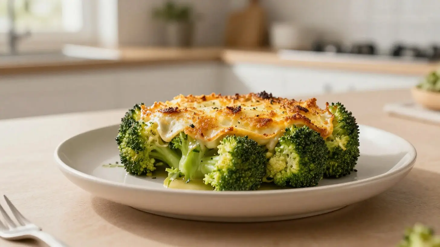 Leckeres Brokkoli-Blumenkohl-Gratin aus der Heißluftfritteuse, perfekt knusprig und gesund.