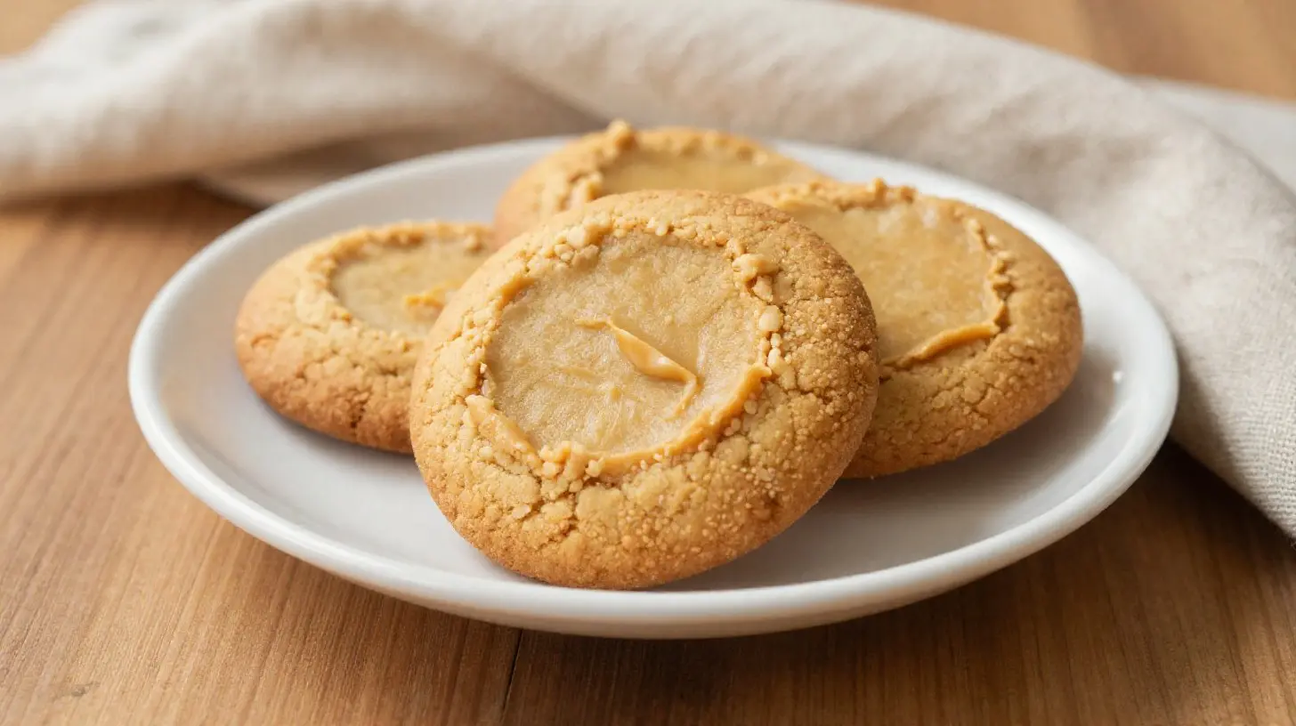 Leckere Erdnussbutter-Kekse aus der Heißluftfritteuse, perfekt goldbraun gebacken.