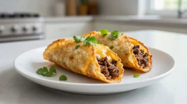 Leckere krosse Chimichanga aus der Heißluftfritteuse, perfekt für ein schnelles Abendessen.
