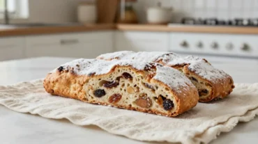 Köstliche Mini-Stollen aus der Heißluftfritteuse mit feinen Gewürzen und Rosinen.