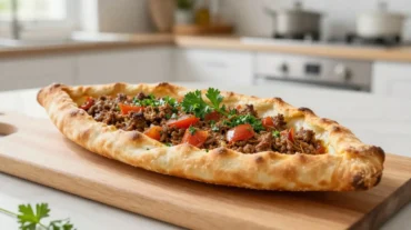 Leckere Pide im Airfryer, perfekt gebacken mit knusprigem Belag.