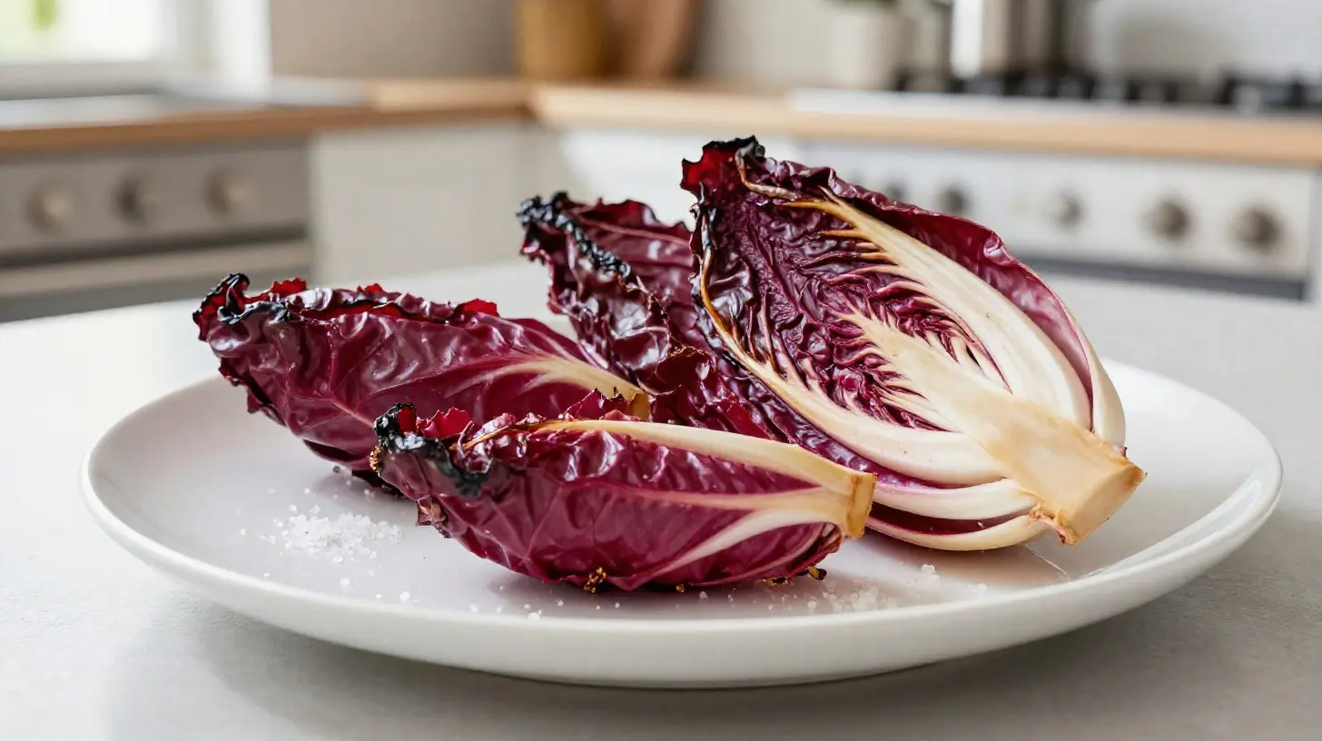 Leckerer Radicchio aus der Heißluftfritteuse, perfekt zubereitet für ein gesundes Abendessen.