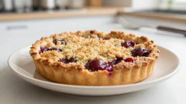 Leckerer Süßer Kirsch-Crumble, perfekt zubereitet in der Heißluftfritteuse.