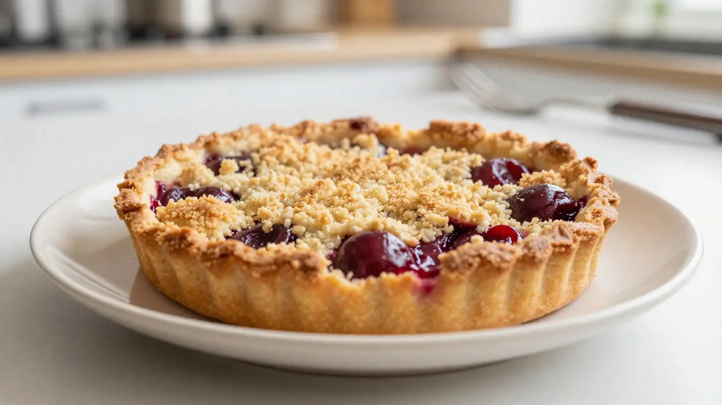 Leckerer Süßer Kirsch-Crumble, perfekt zubereitet in der Heißluftfritteuse.