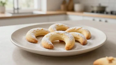 Leckere Vanillekipferl aus der Heißluftfritteuse mit einer feinen, zarten Textur.