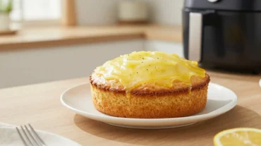 Saftiger Zitronenkuchen, perfekt im Airfryer gebacken für einen schnellen Genuss.