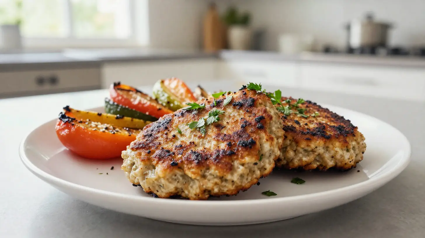 Saftiges Bifteki im Airfryer, perfekt gewürzt und knusprig zubereitet.