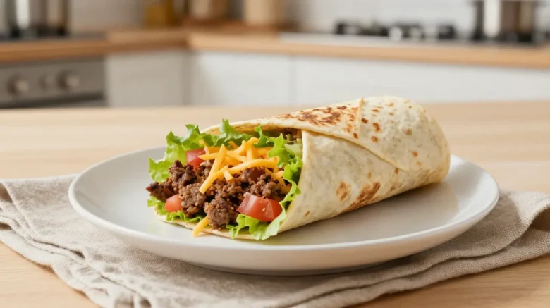 Leckeren Burrito mit saftigem Rindfleisch aus der Heißluftfritteuse für eine köstliche Mahlzeit.