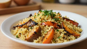 Köstliches Couscous-Gemüse im Airfryer für eine gesunde Mahlzeit.