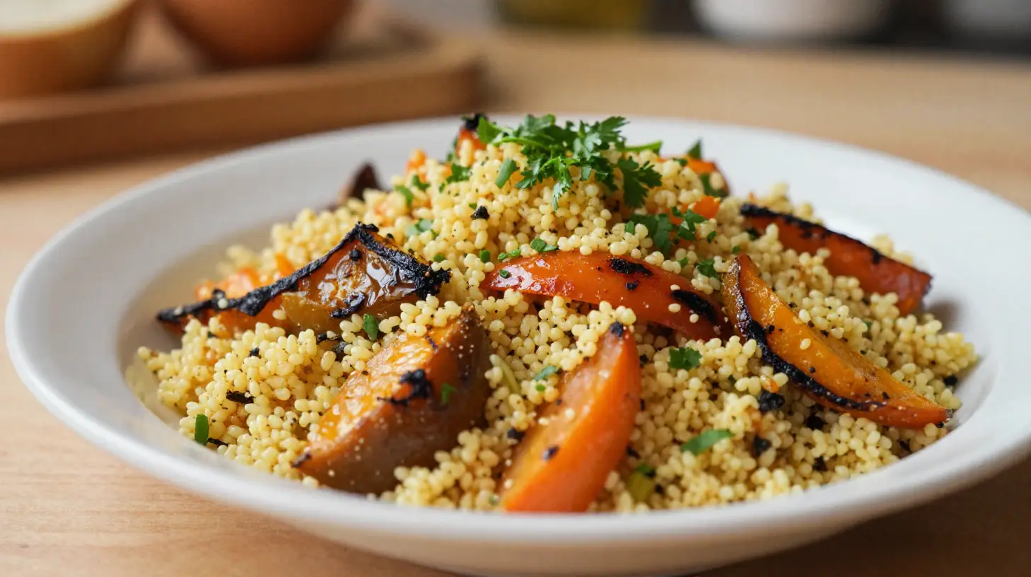 Köstliches Couscous-Gemüse im Airfryer für eine gesunde Mahlzeit.
