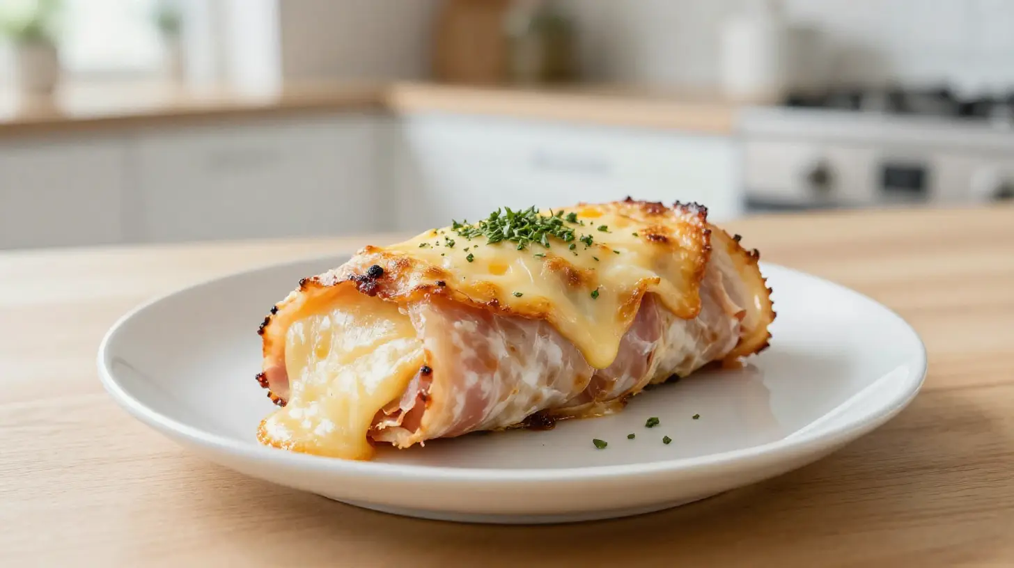 Leckerer Witlof mit Schinken und Käse, perfekt zubereitet in der Heißluftfritteuse.