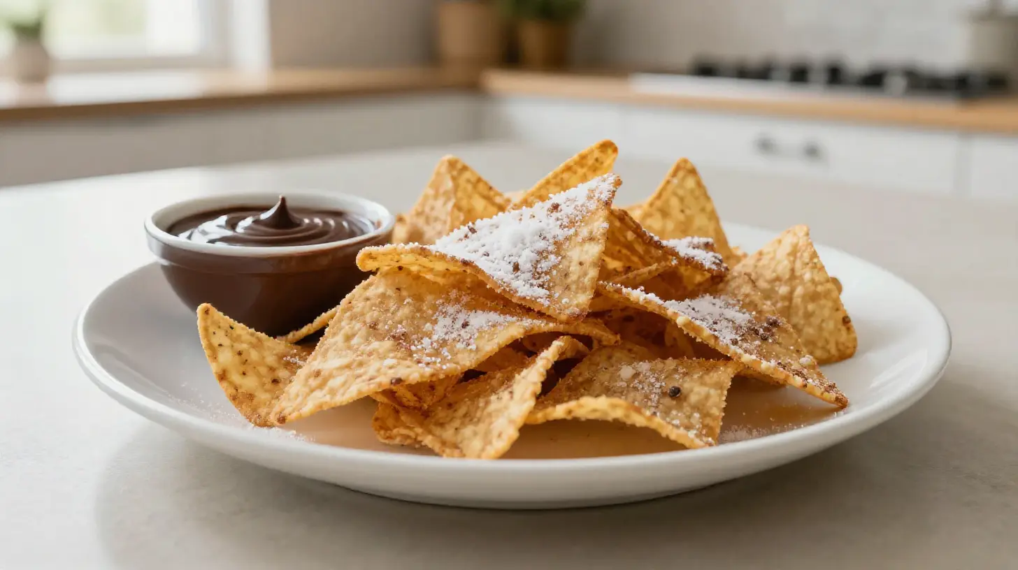 Leckere Zimt Nachos, knusprig und perfekt zubereitet im Airfryer.